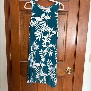Old Navy Teal and White Floral Midi Dress